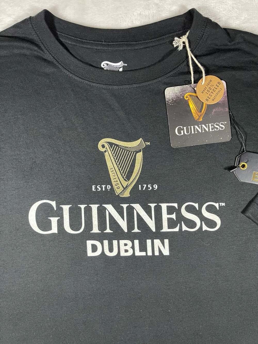 Guinness Dublin Est 1759 Gold Harp Logo T-Shirt - Men's XL